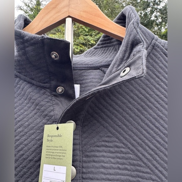 Goodfellow & Co Men's Quilted Snap Pullover Sweatshirt Dark Gray Size Large, NWT - Picture 6 of 8